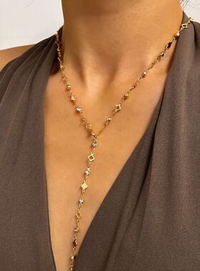 欧美跨境四叶草流苏项链