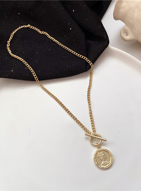 欧美风设计感硬币韩国吊坠项链