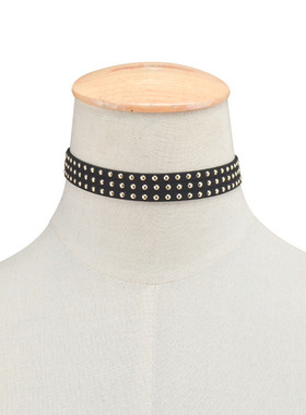 choker原创铆钉绒面脖子锁骨链