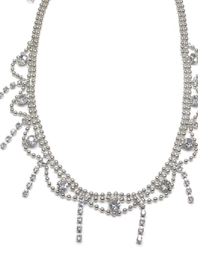 日韩时尚水钻流苏项链女ins小众设计冷淡风颈链超仙水钻锁骨链女