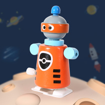Wooden clockwork robot toy Upper Baby Child Puzzle Baby Boy Girl Girl More Fun than Frog Chicken