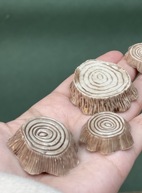 瓷蓓高温釉下树桩压盆石盆托小径陶瓷森系防风防咬造景用品摆台装