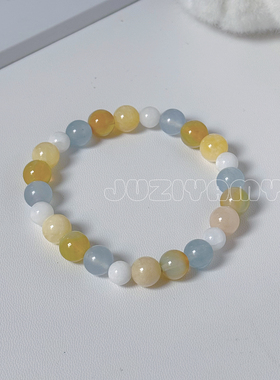 天然玉石玉髓手串淡颜系手链女