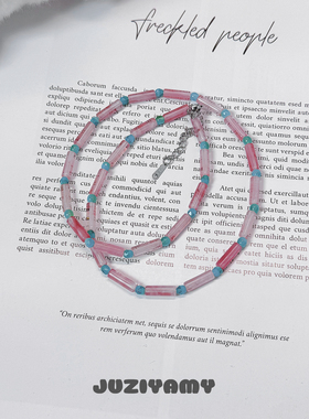 橘子yamy玉石粉绿配色项链女