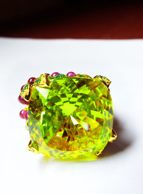 宝石纯银戒指18k金夸张