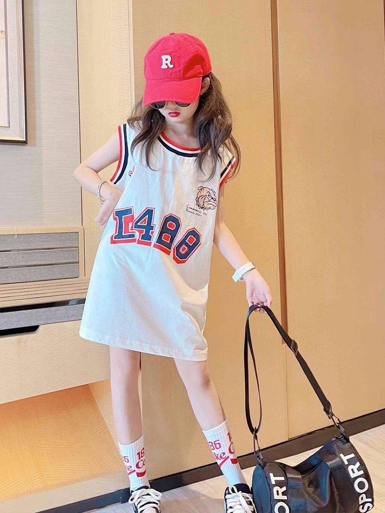 女童连衣裙夏季冰丝2025新款中大童网红球服薄款背心裙女孩t恤裙,淘宝优惠券,粉丝福利购,淘宝优惠卷