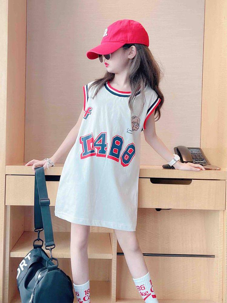 女童连衣裙夏季冰丝2025新款中大童网红球服薄款背心裙女孩t恤裙,淘宝优惠券,粉丝福利购,淘宝优惠卷