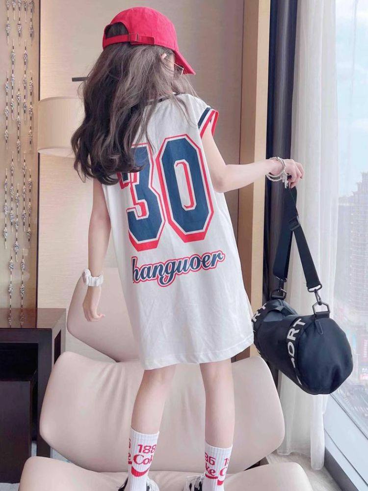 女童连衣裙夏季冰丝2025新款中大童网红球服薄款背心裙女孩t恤裙,淘宝优惠券,粉丝福利购,淘宝优惠卷