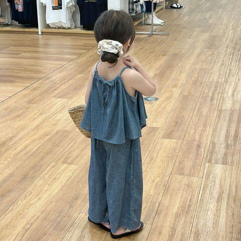 童装女夏季套装2025新款洋气时髦吊带背心儿童牛仔裤防蚊裤,淘宝优惠券,粉丝福利购,淘宝优惠卷