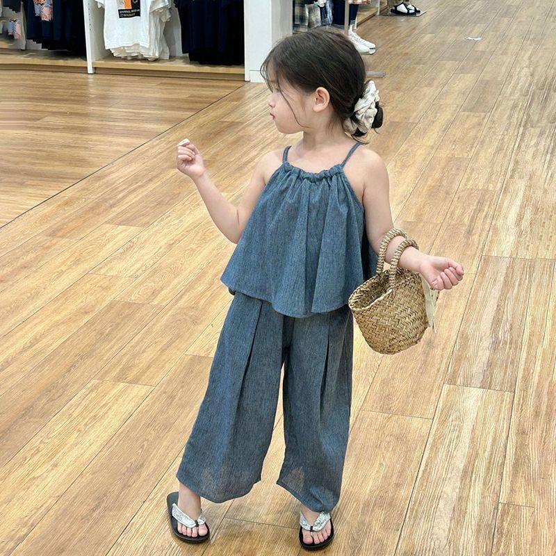 童装女夏季套装2025新款洋气时髦吊带背心儿童牛仔裤防蚊裤,淘宝优惠券,粉丝福利购,淘宝优惠卷