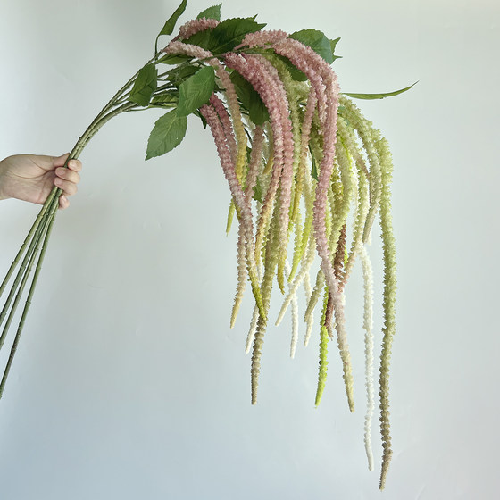 Simulated soft silk tail amaranth hanging rice lover's tears hanging fake flower art hanging simulated green plant wall design decoration