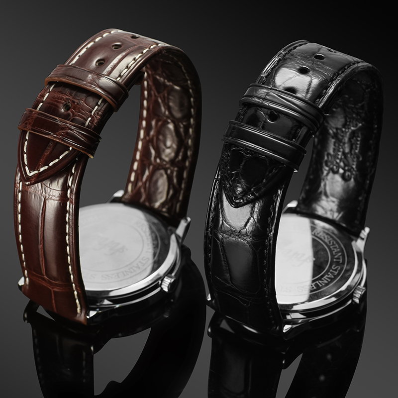 原装美洲鳄鱼皮手表带真皮男士适用江诗丹顿百达翡丽格拉苏蒂表链