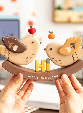 萌趣治愈小鸟玄关摆件解压摇摇乐