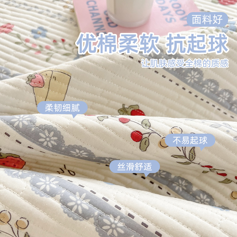 A类纯棉床盖2025新款四季通用全棉榻榻米夹棉单人床单防滑三件套