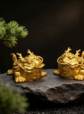 源头厂家鹿角金蟾瑞兽摆件立体浮雕五帝钱开业乔迁礼品