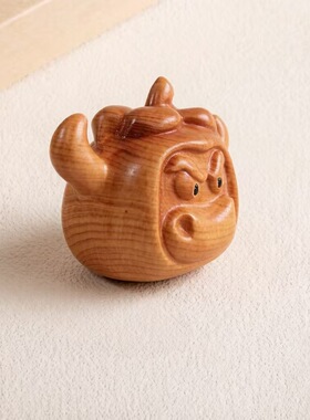 崖柏木雕卡通可爱牛柿子文玩手把件办公桌家居桌面小摆件工艺品