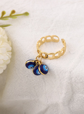 邪恶之眼戒指蔓笛钛钢套装