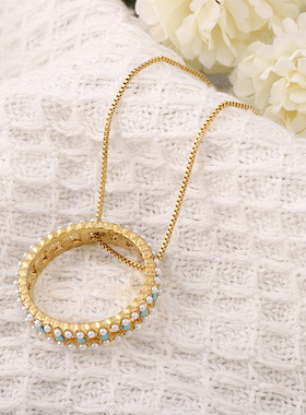 冷淡风女气质简约网红耳饰新款潮耳坠圆形欧美耳环项链 不易掉色