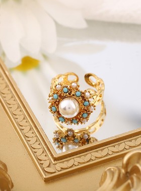 颂莉花朵锁骨颈链指环耳钉 气质镶钻戒指耳环项链女 【新疆包邮】