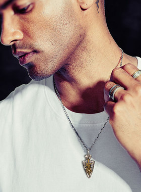 龙剑花设计感银镶铜吊坠男士