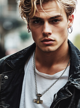 维京烈焰风暴索尔雷神锤银项链