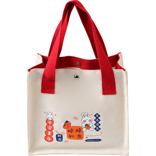 帆布包女包小包时尚休闲可爱手提包小方包便当包手提袋饭盒袋子大 - 图3