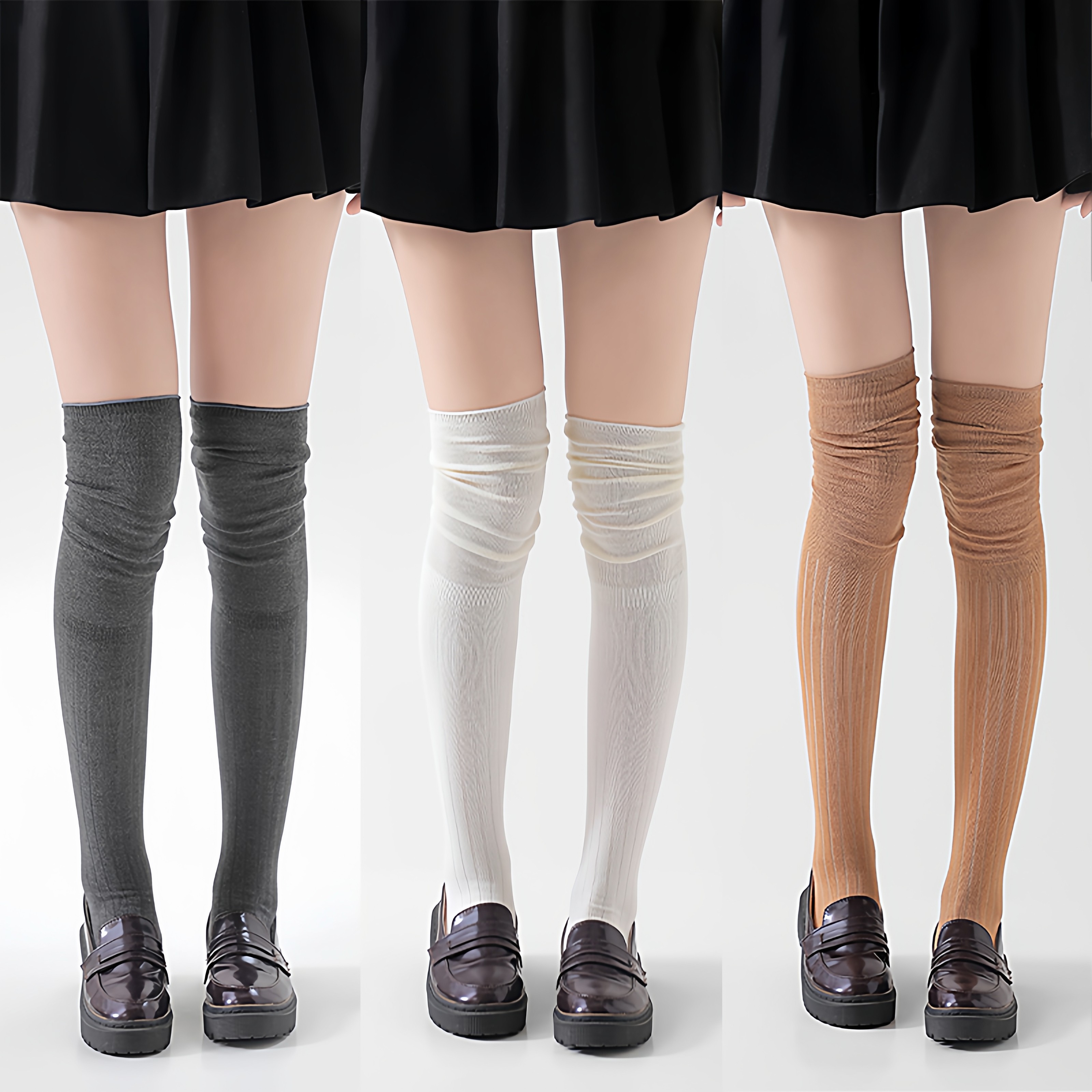 白色过膝袜子女士秋冬季纯棉高筒堆堆袜秋天小腿袜jk长筒袜配靴子,淘宝优惠券,粉丝福利购,淘宝优惠卷