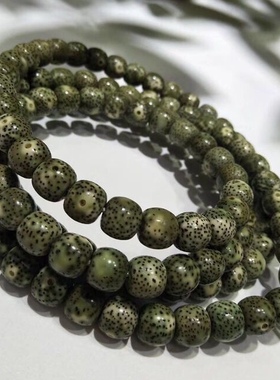 原生态绿皮星月菩提子全阴满绿彩云追月半阴皮半绿翠绿手串项链10