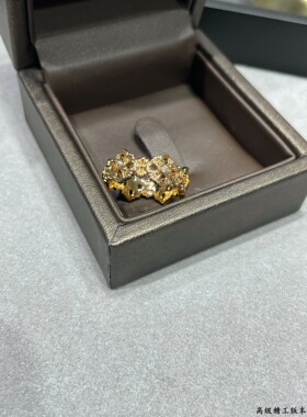 V金 精工板 新款歌剧院蕾丝花边中古戒指 女 轻奢18K质感复古指环