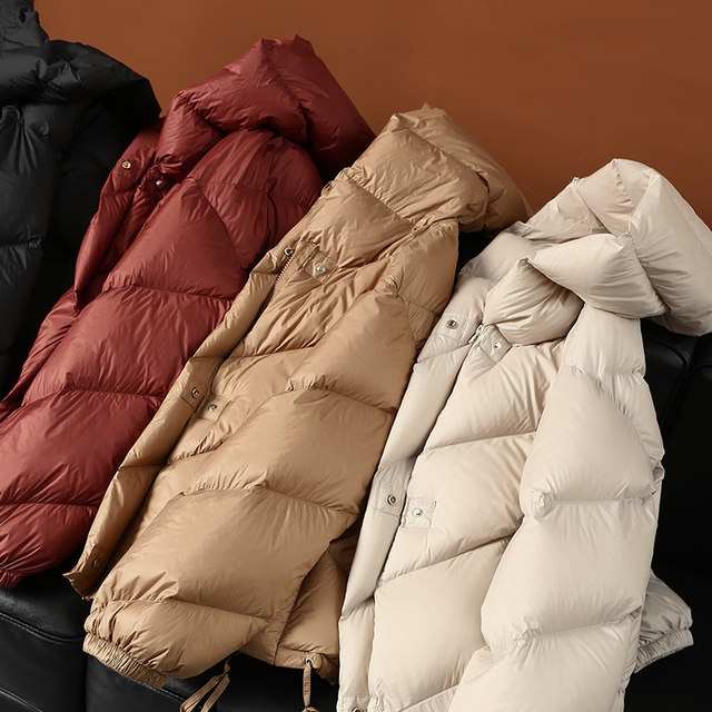 High quality 90 white duck down hooded short down jacket for women