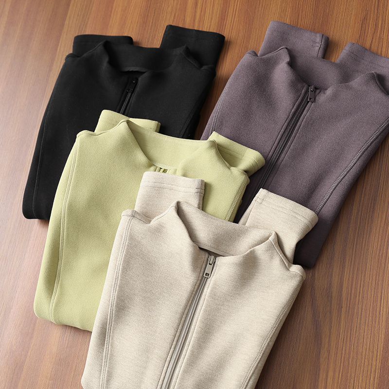 淘么淘 立马小蛮腰 立体剪裁修身显瘦磨毛双拉链立领卫衣外套新款 - 图2