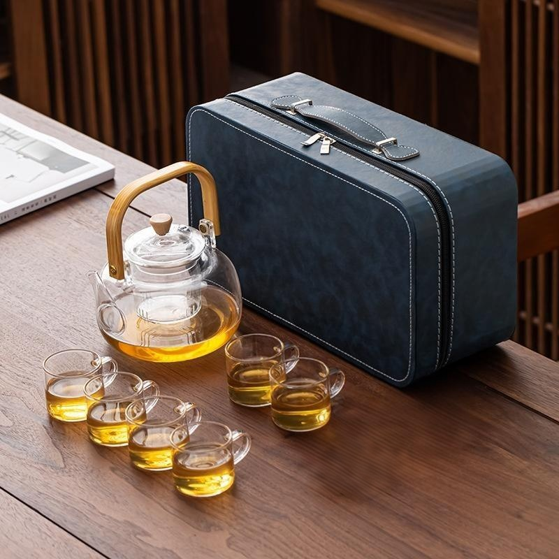 户外旅行茶具套装收纳包盒玻璃茶壶套装便携式围炉煮茶壶明火烧水,淘宝优惠券,粉丝福利购,淘宝优惠卷