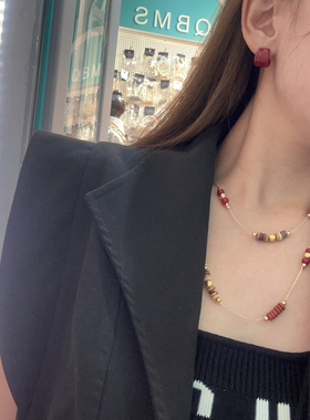 南油安可拉红长款项链女轻奢小众