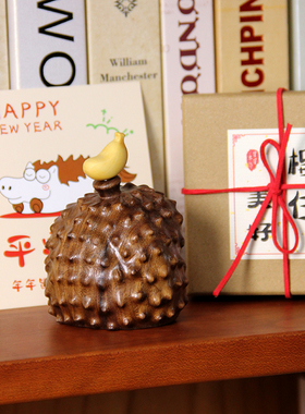 可爱榴莲小刺猬木质桌面摆件