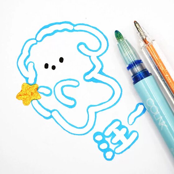 Double-line outline pen handwritten newspaper special pen flower-shaped color pen hand account two-color lace pen primary school student artifact stroke pen