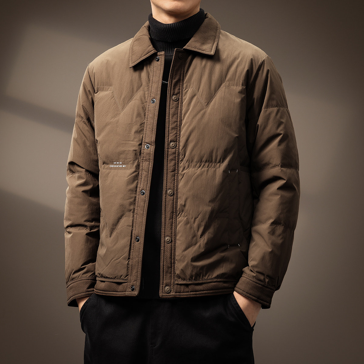 高端50白鸭绒衬衫式羽绒服男士冬季新款加厚宽松大码翻领轻薄外套,淘宝优惠券,粉丝福利购,淘宝优惠卷