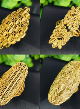 古法黄金宽版缠绕戒指女新娘结婚