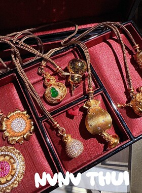 古法金色拉丝钱袋子福袋寿星公随身佛毛衣链新中式碎冰冰葫芦项链