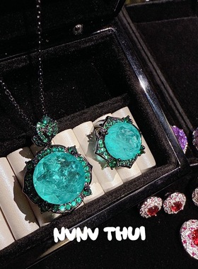 珠宝 意大利宫廷鸢尾紫太阳花宝石项链 宴会高定豪华帕拉花朵