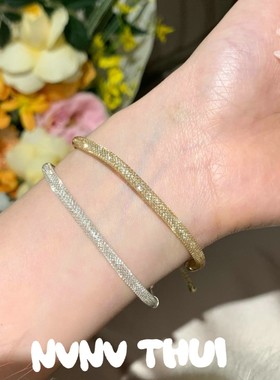 珠宝 意大利工艺满钻钱袋子手链 设计师 柔软网管满天星手饰叠戴