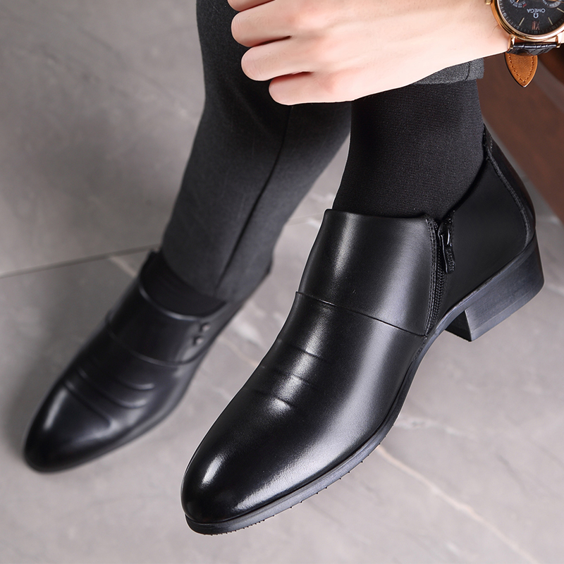 老人头皮鞋男真皮商务正装透气男士休闲英伦韩版头层牛皮新郎婚鞋 - 图2