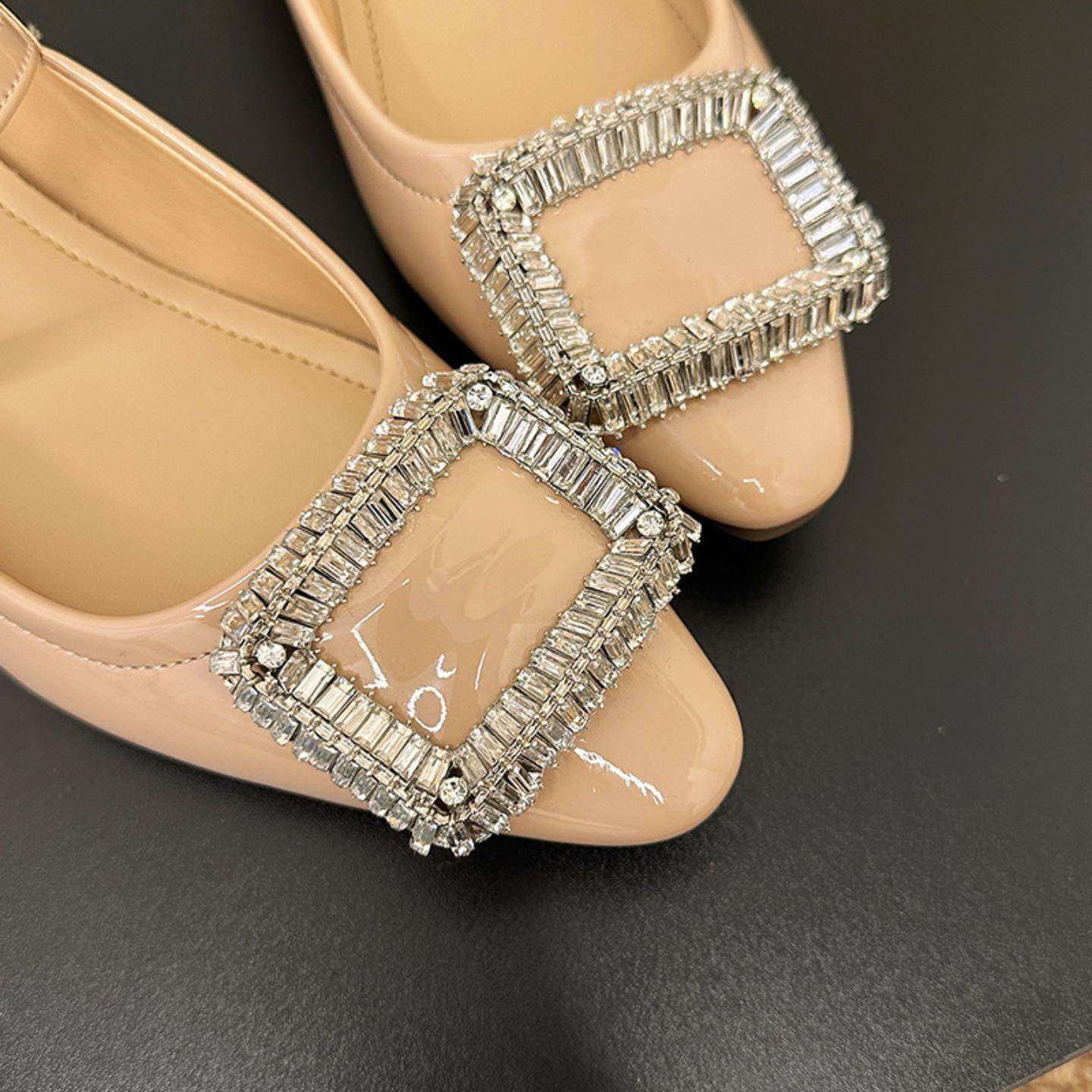 真皮版小个子内增高单鞋女漆皮一字扣带法式水钻扣平底玛丽珍女鞋,淘宝优惠券,粉丝福利购,淘宝优惠卷