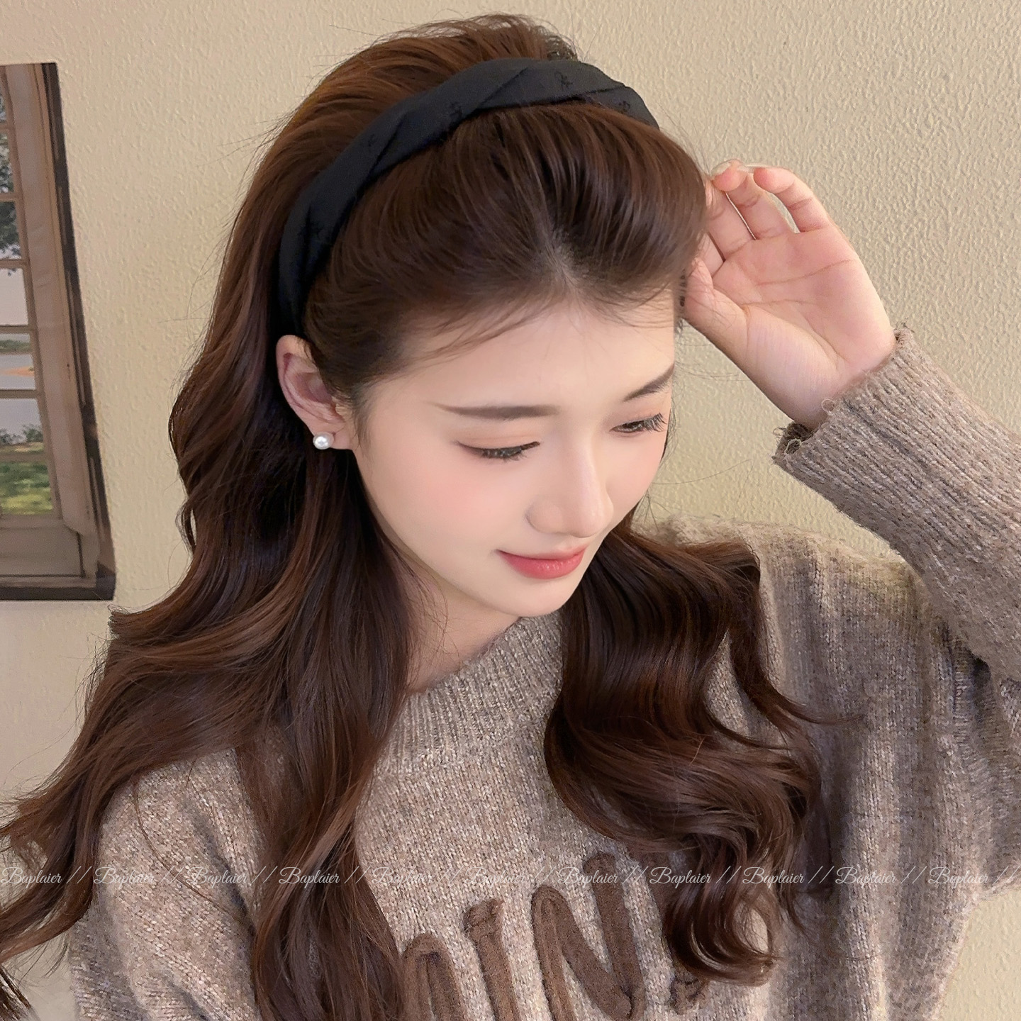 蝴蝶结麻花发箍女款2025新款高颅顶洗脸头箍日常外戴压发发卡头饰 - 图0