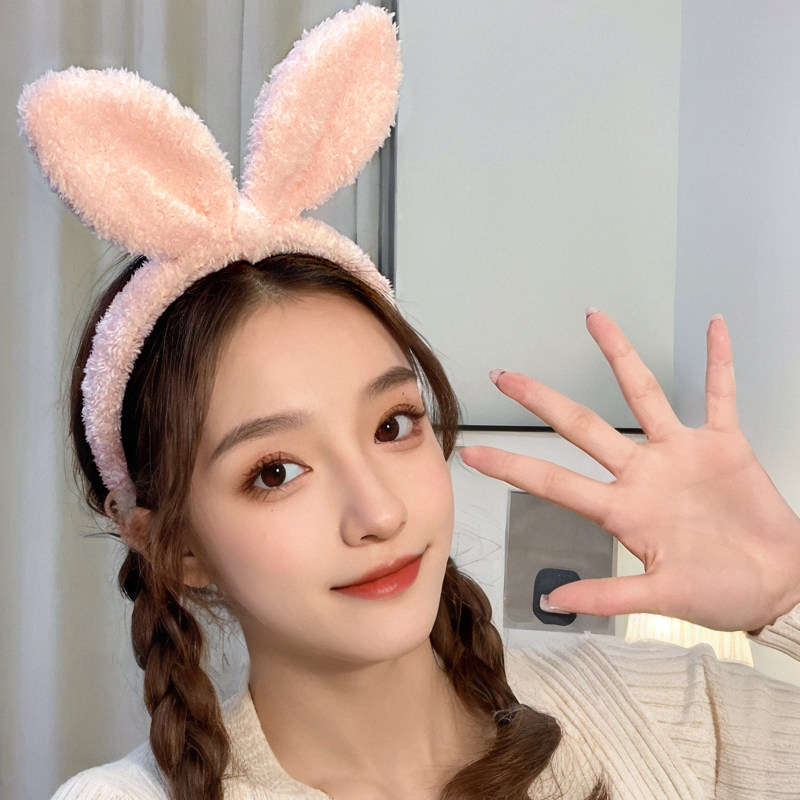 毛绒兔子耳朵发箍女2024新款洗脸头箍防滑压发发卡可爱束发带头饰,淘宝优惠券,粉丝福利购,淘宝优惠卷