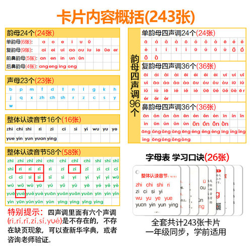 鹅卵石拼音卡片全套一年级上册无图汉语26个字母卡表幼升小衔接声母韵母带四声调同步人教版语文小学教师教学教具拼读训练学习神器-图0