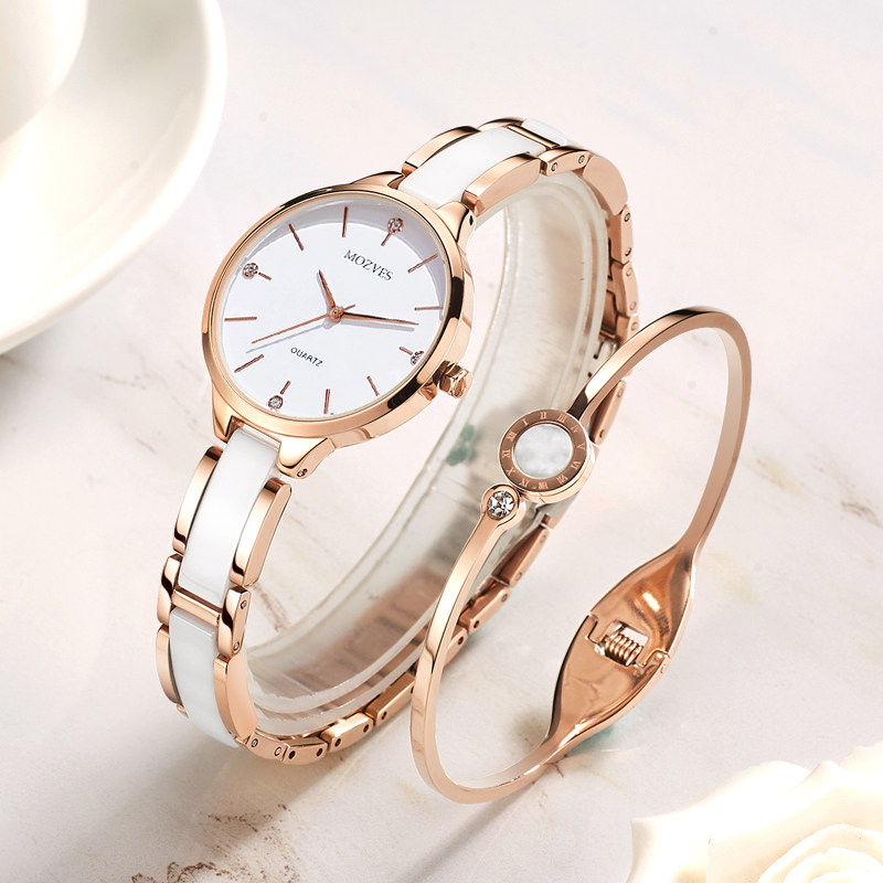 正品茉莉香水女士防水简约气质女表 mozves茉莉香水国产腕表