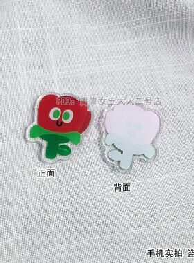 五月天物料透明亚克力 粉红玫瑰花小片片手工diy发饰头饰配件材料