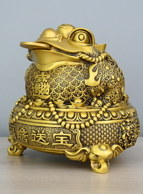 黄铜金蟾聚宝盆金蟾三足金蟾家居店铺金蟾摆件进宝金蟾