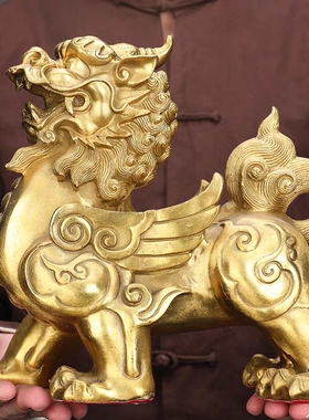 铜貔貅摆件 招财办公室家居一对皮丘雌雄聚财新店铺装饰开业礼品