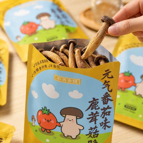 茶翁古镇番茄味鹿茸菇脆40g 办公室解馋菌菇脆零食酥脆休闲食品 - 图1